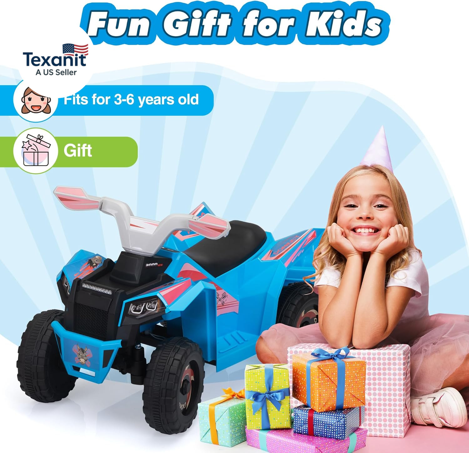 6V Electric Kids Ride on Toy Car with Trailer, Toddler 4 Wheeler Powered Vehicle