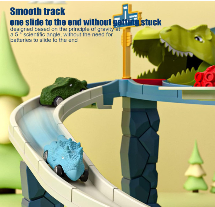 Kids Wooden Car Ramp Racer Toy 4 Level Race Track for Toddlers Boys Girls