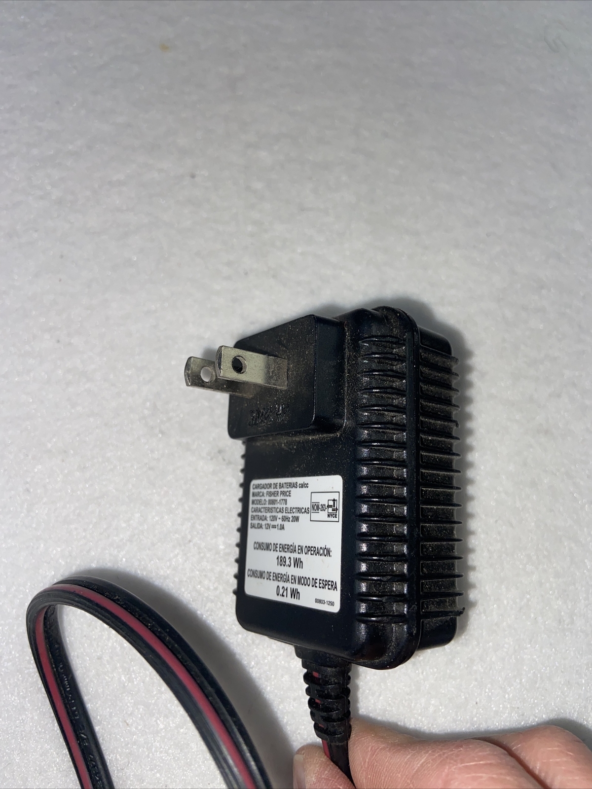 Power Wheels Fisher Price 12V 1A Battery Charger Power Cord 00801-1778