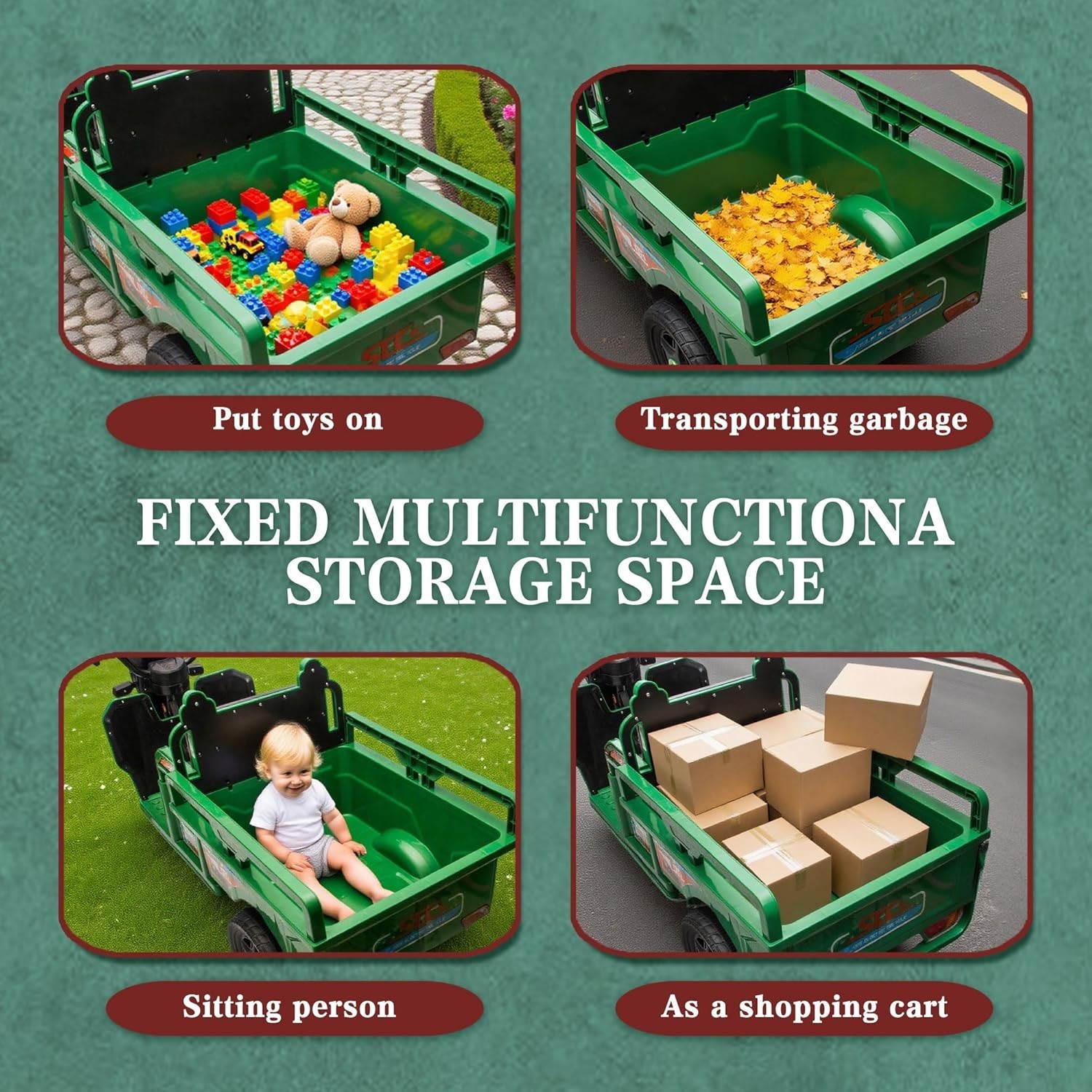 12V Kids Electric Tractor Ride on Dump Truck Car w/Extra Wide Seat & Cargo Bed