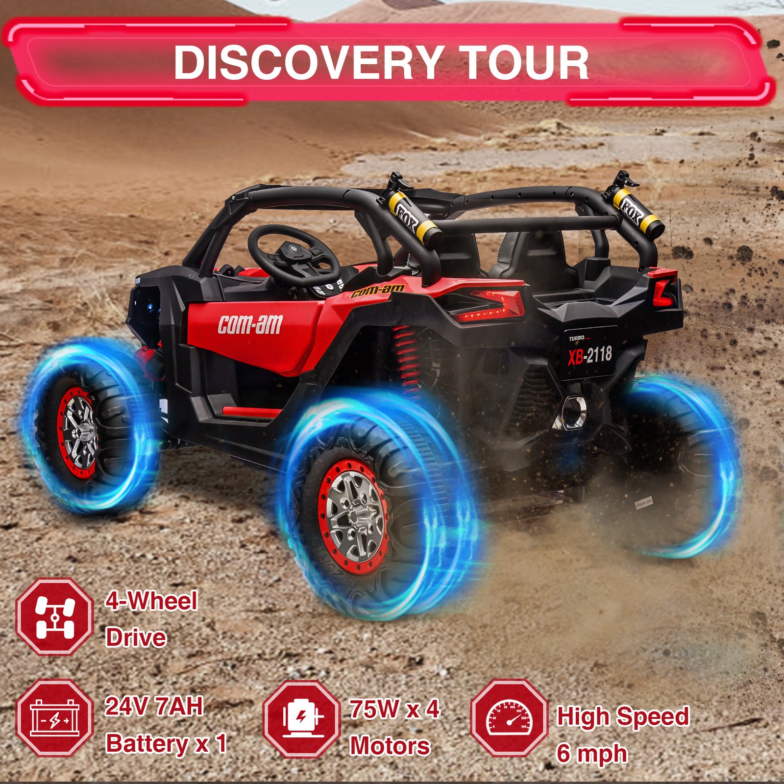 24V 2 Seater Kids Ride On UTV Car With Remote Control Powerful Electric Vehicle
