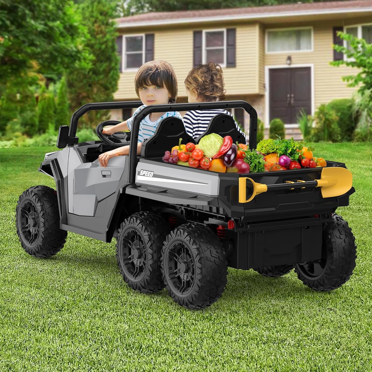 24V 4WD Electric Ride On Dump Truck with Remote Control | 2-Seater Kids