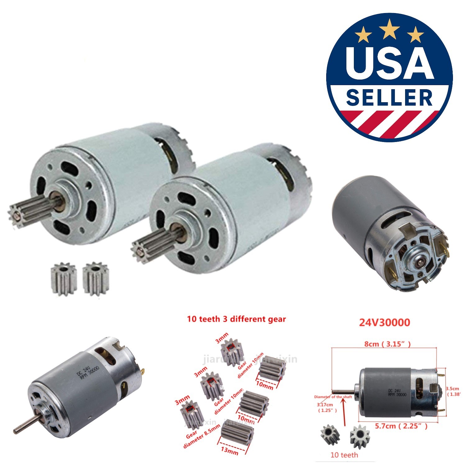 2 Pcs 24V 30000RPM Electric Motor for Kids Ride-On Cars Replacement Parts