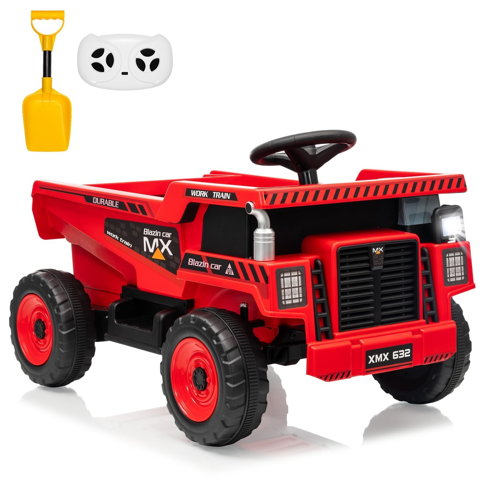 12V Ride On Dump Truck For Kids Electric Ride On Car Toys With Dump Bed & Shovel