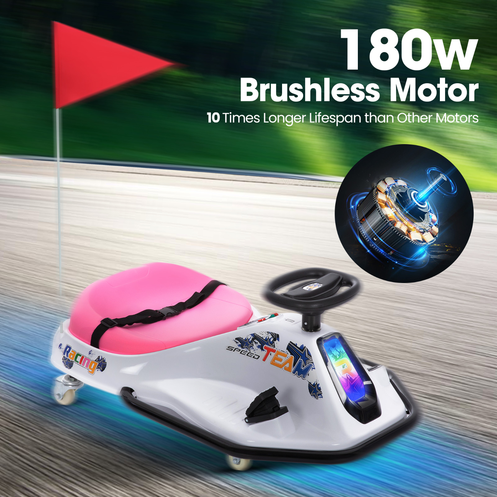 Electric Drifting Go Kart Bumper Car for Kids Ages 3+ High/Low Speed Switch 24V