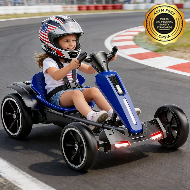 12V Kids Go Kart Electric Ride on Toy Adjustable Seat for Boys Girls 3-6 Years