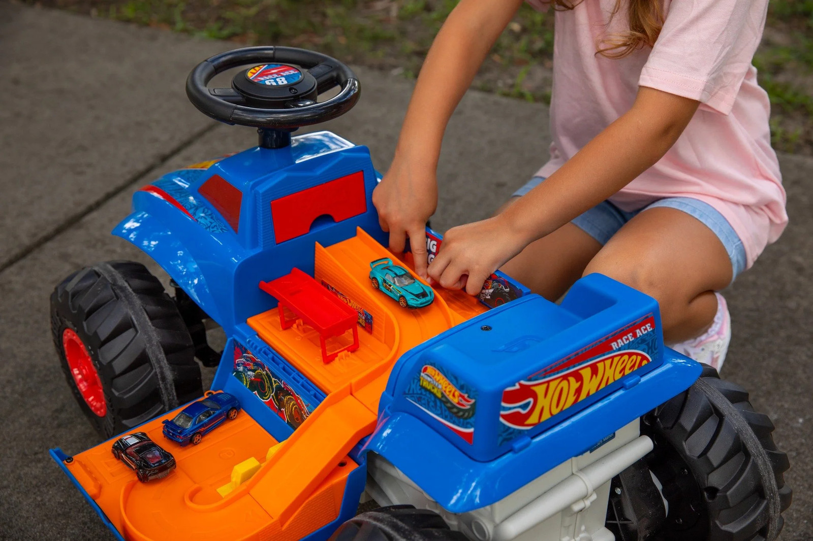 6V Monster Truck Ride-On for Toddlers Blue/Red Electric Ages 1.5-3 Years Max Spe