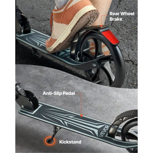 Kick Scooter for Kids Ages 8+, Teens & Adults, 2-Wheel Toddler Scooter with Adj