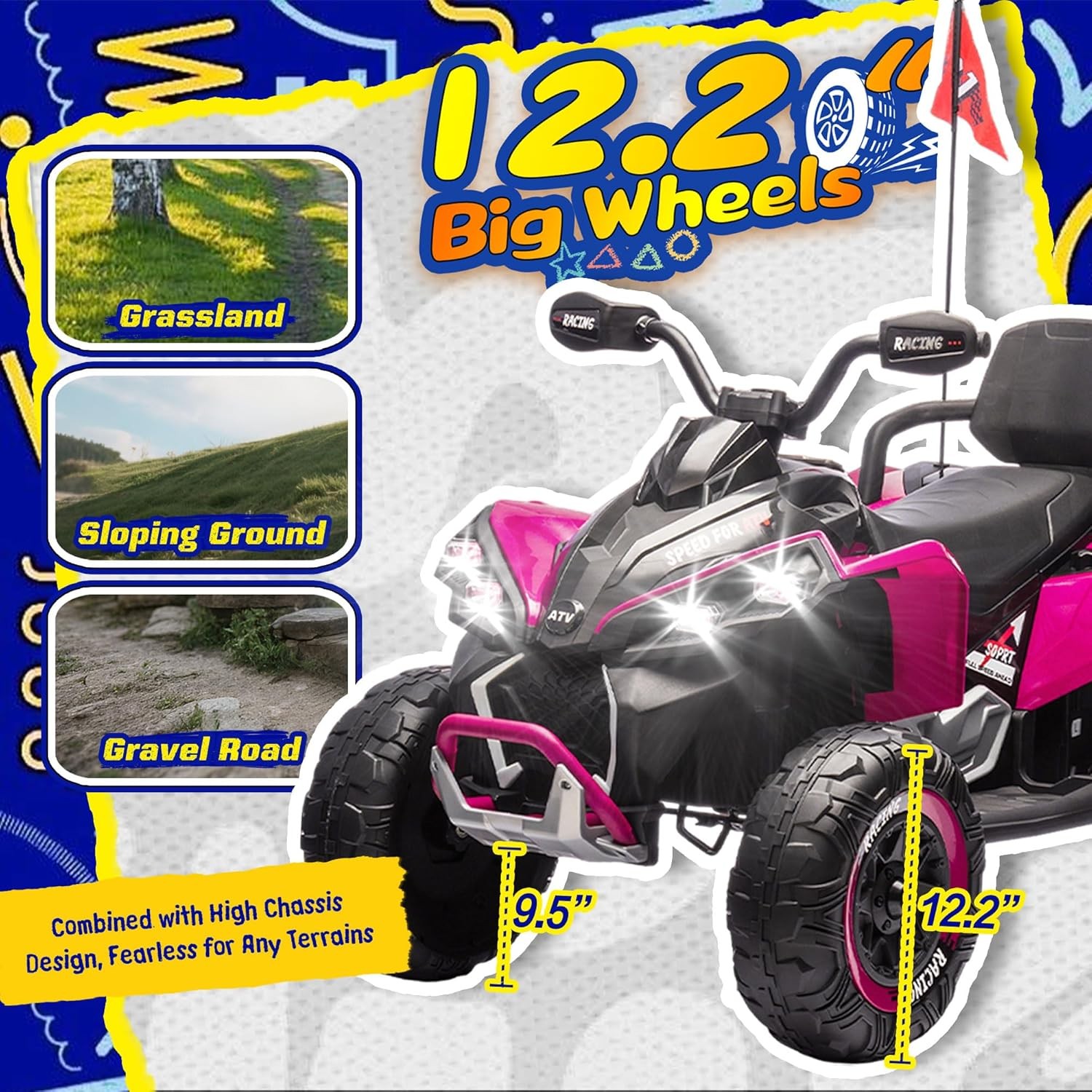 24V Ride on Car Electric Off-road ATV Battery Power Quad Car for Kids Age 3-12