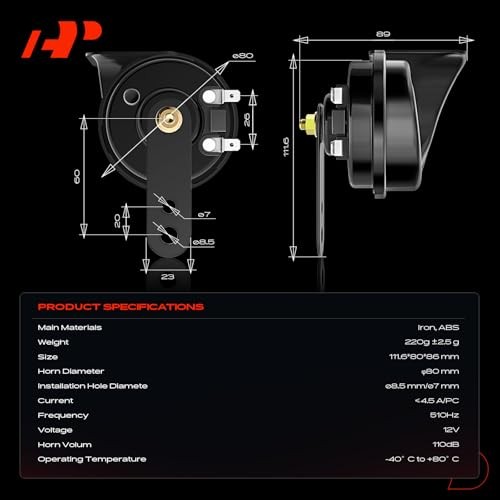 Dual Snail Horn High Low Universal Electric Horns 12V 110dB Compatible Most Car