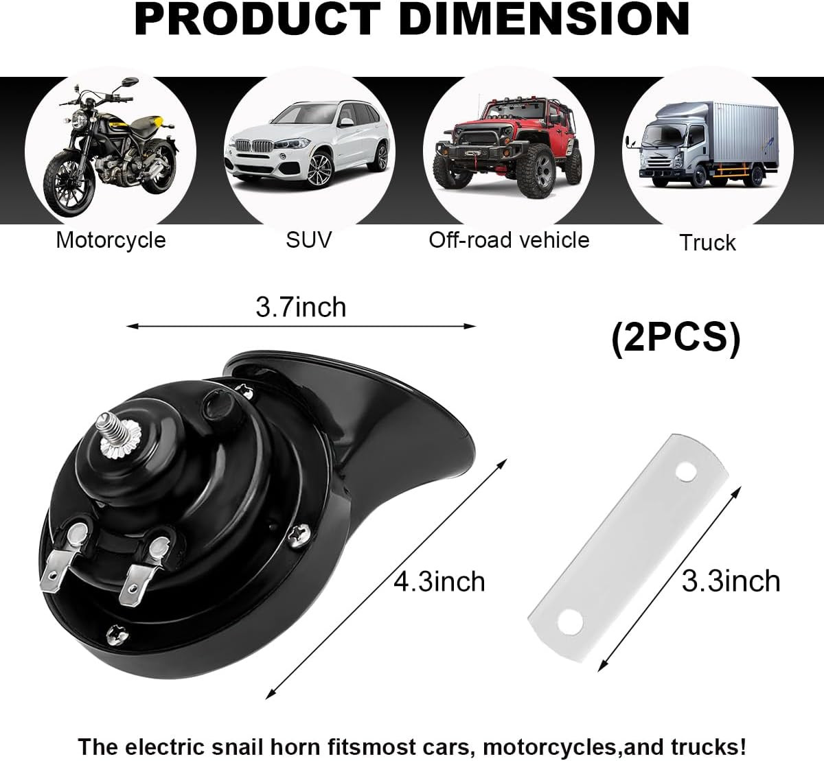 Super Loud Car Snail Horns, 12V 300DB Durable Car Horn Kit, High Low Tone