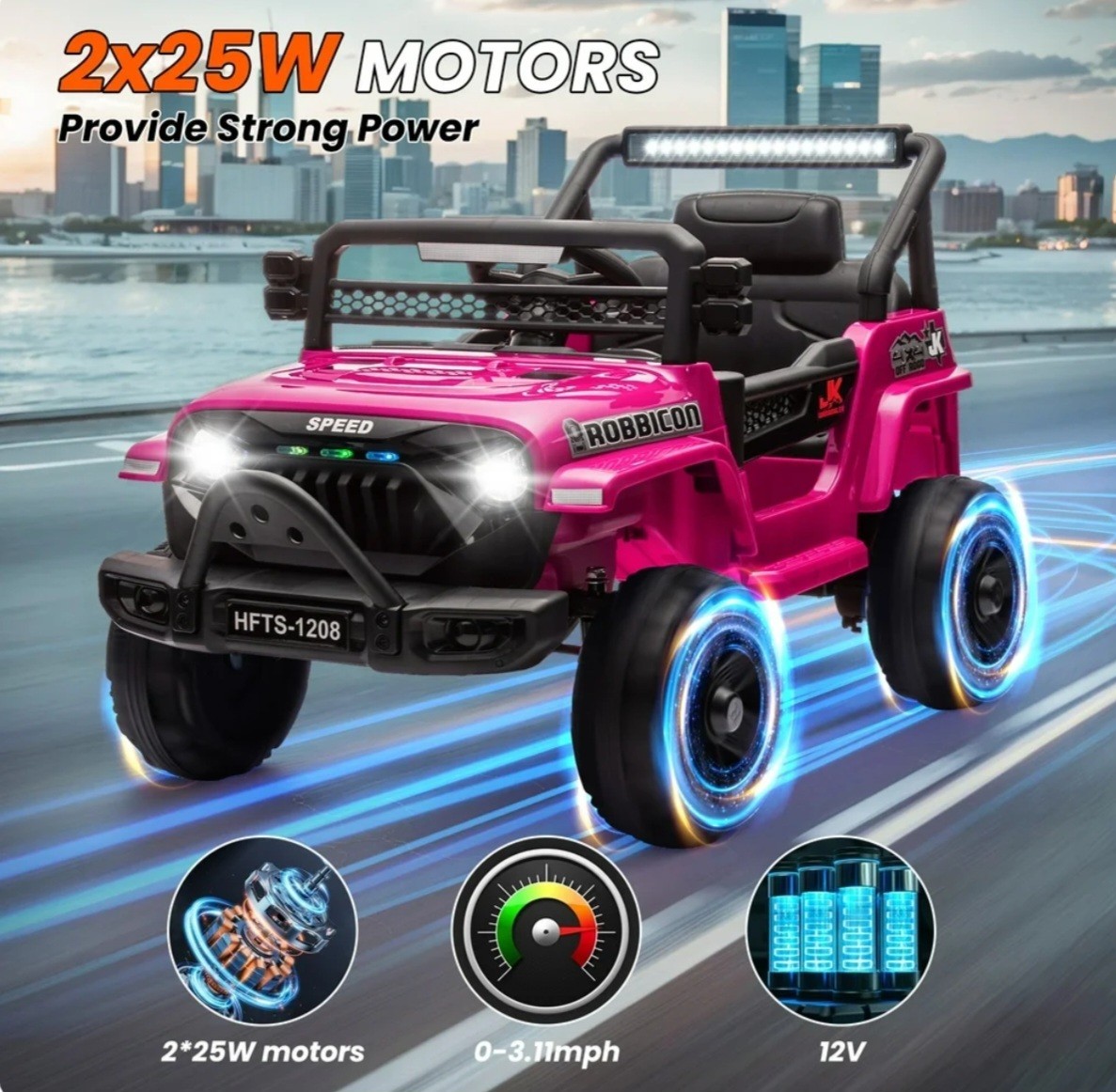 12V Kids Ride On Truck Car w/ Remote Control LED Lights USB Music Safety Belt