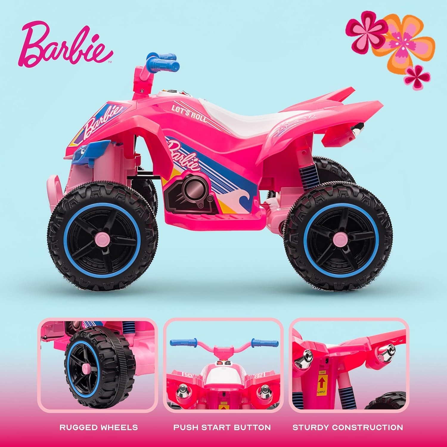 Barbie 12V ATV Quad Ride On – Durable Pink, Perfect for Kids Ages 3+