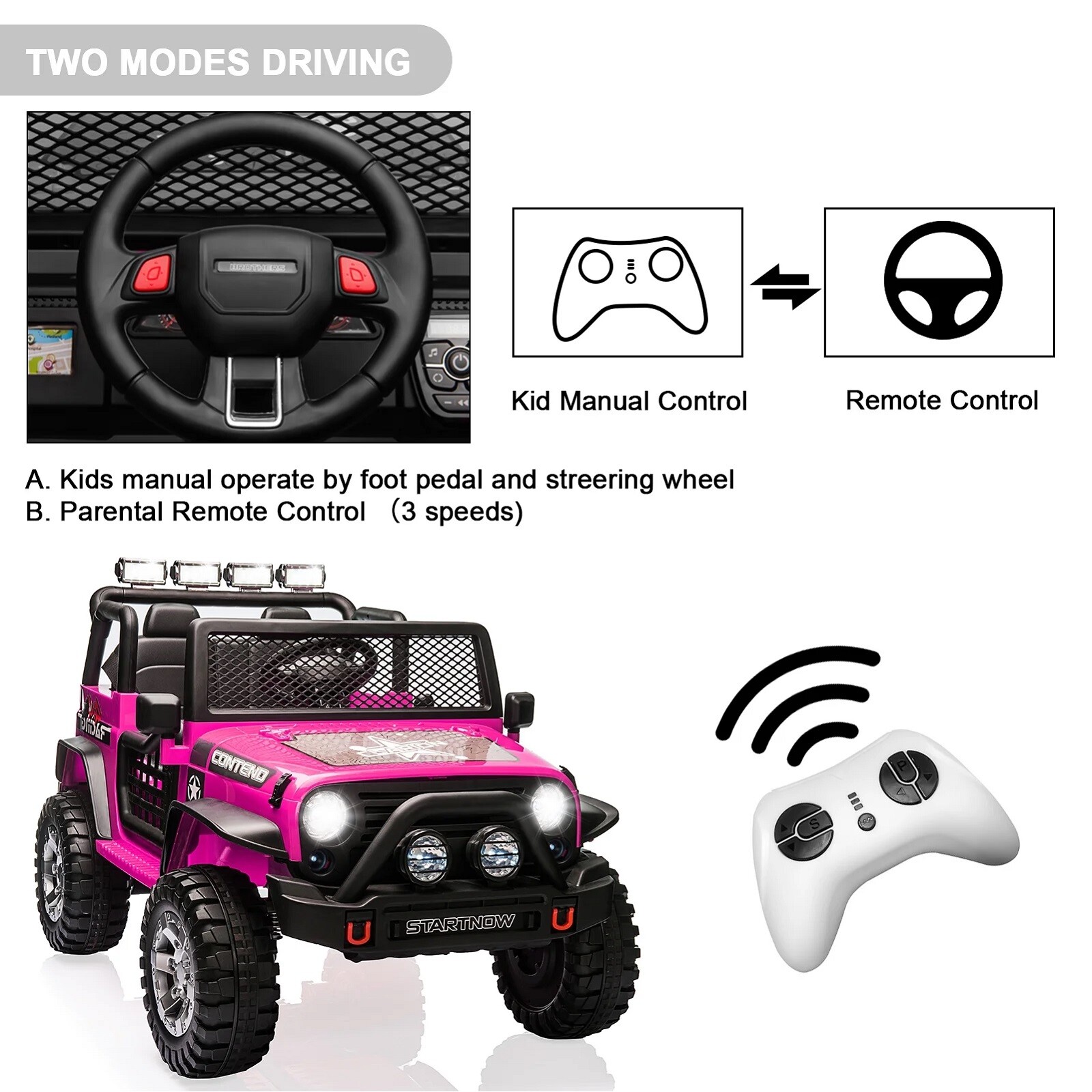 12V Kids Ride On Car Off Road Truck Toy Battery Powered w/ Parent Remote Control