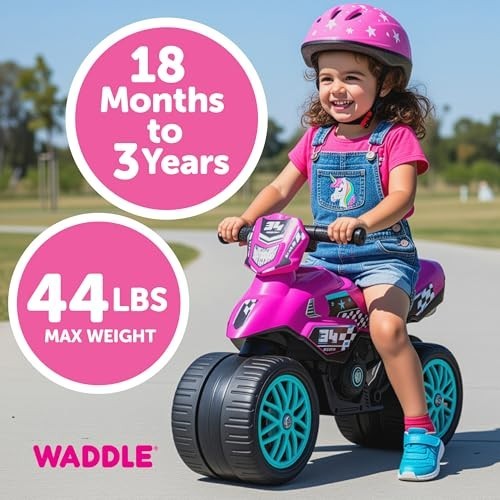 Kids Motorcycle Balance Bike – Toddler Ride-On Toy with Sounds, Wide Wheels, Foo