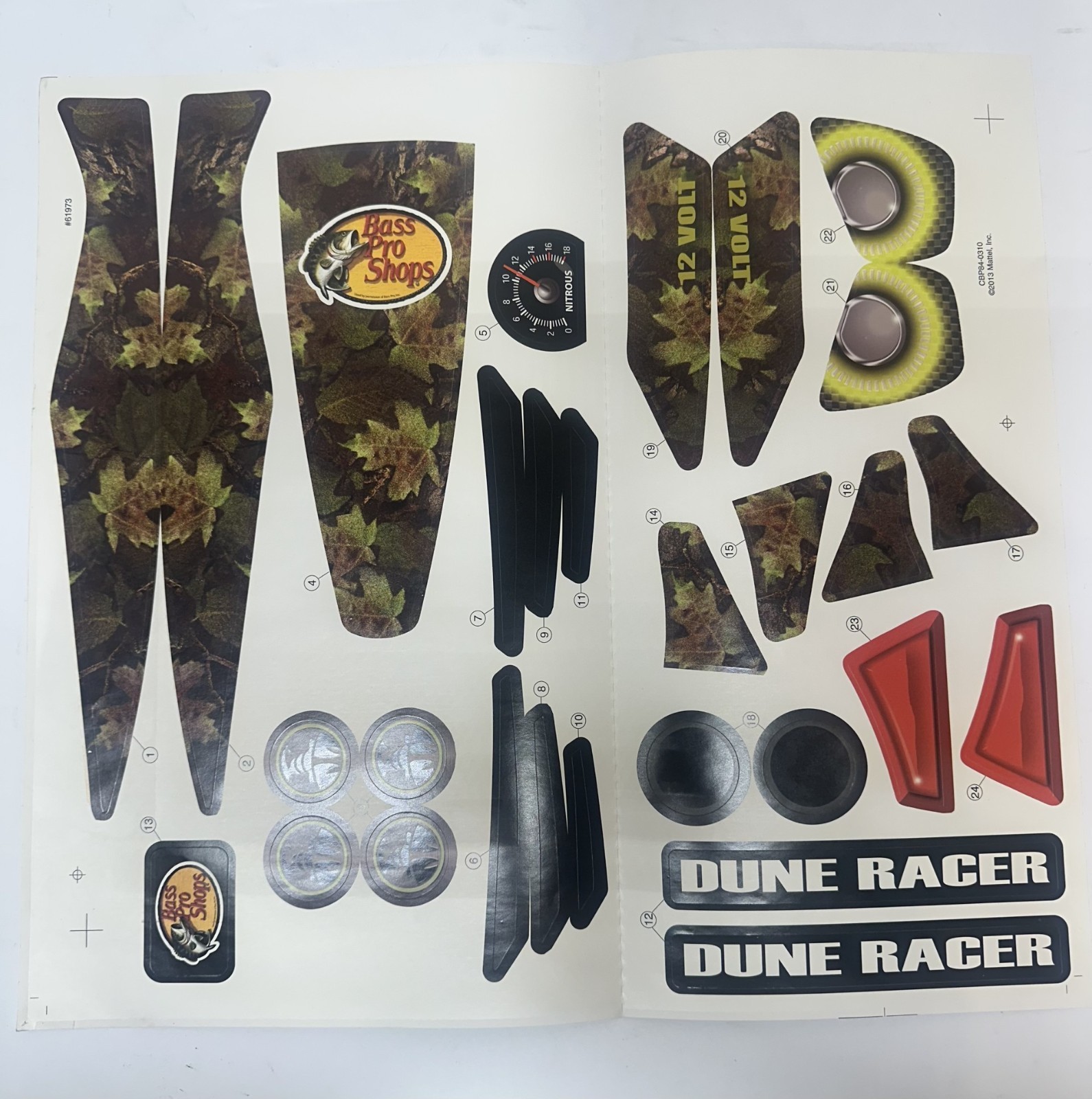 Genuine OEM Power Wheels Camo Dune Racer Label Sheet #CBP84-0310