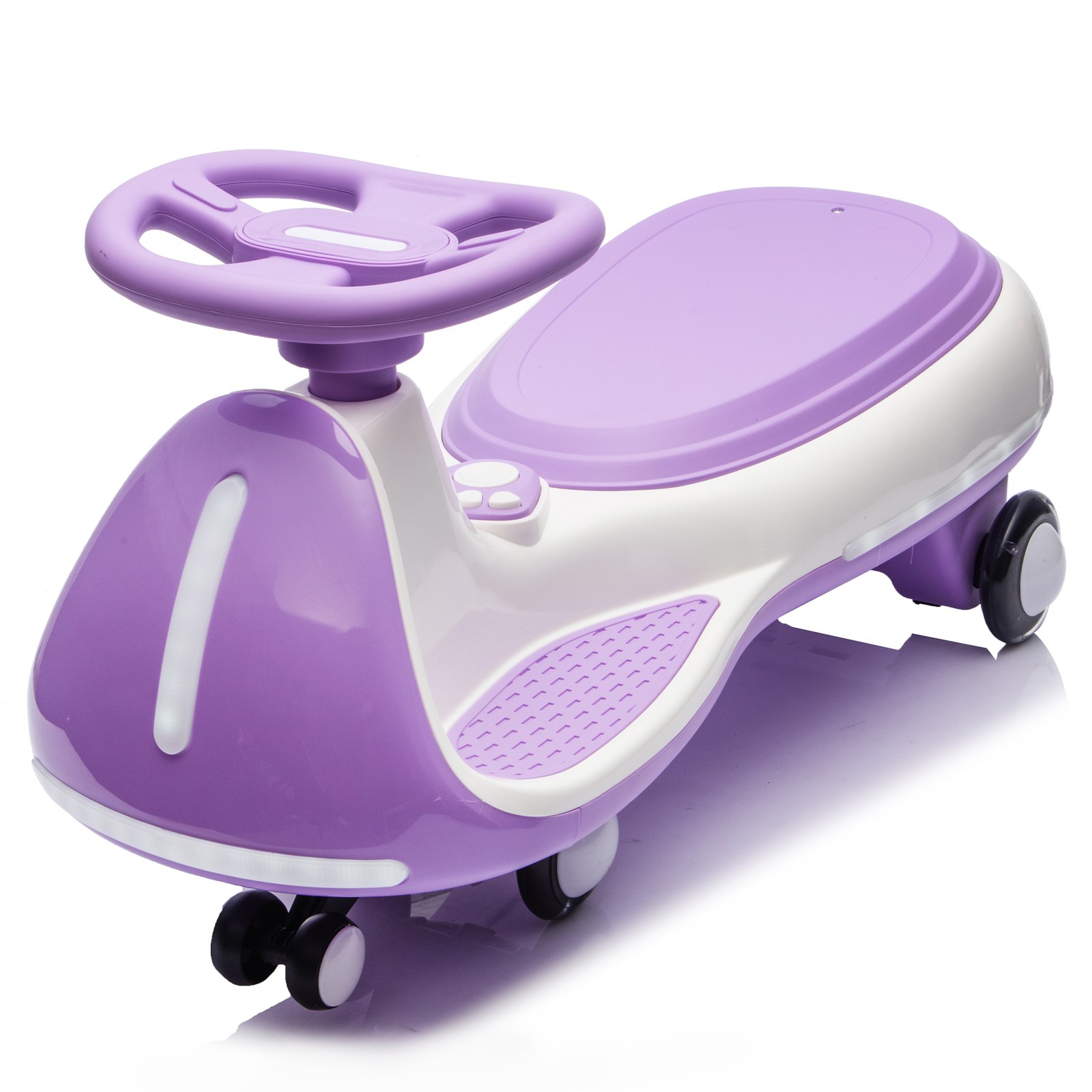 12V Wiggle Car Electric Ride on Toy with LED Lights Flashing Wheels for Kids 3-8