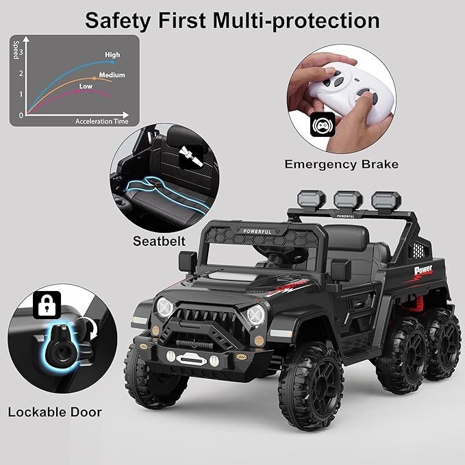 24V 6-Wheel Kids Ride On Car with Remote, Power Wheels Electric Vehicle 99 lbs