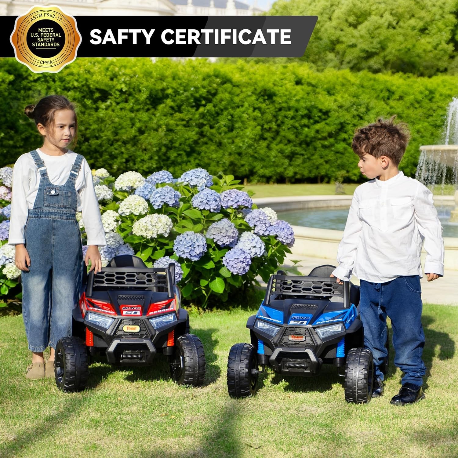TOBBI 12V Kids Ride on Car, Electric Off-Road UTV Truck w/Headlights Music Horn