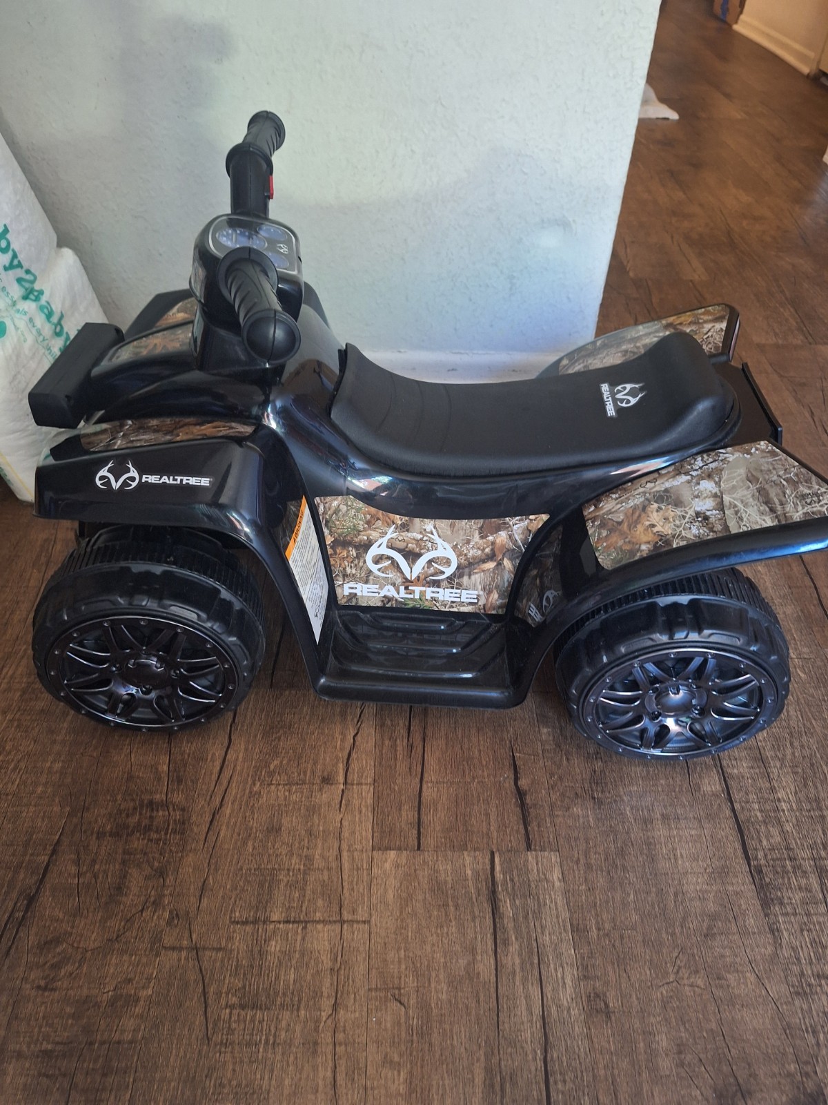 RealTree Camo Battery Powered Ride-On ATV Quad 4-Wheeler Toy, Black