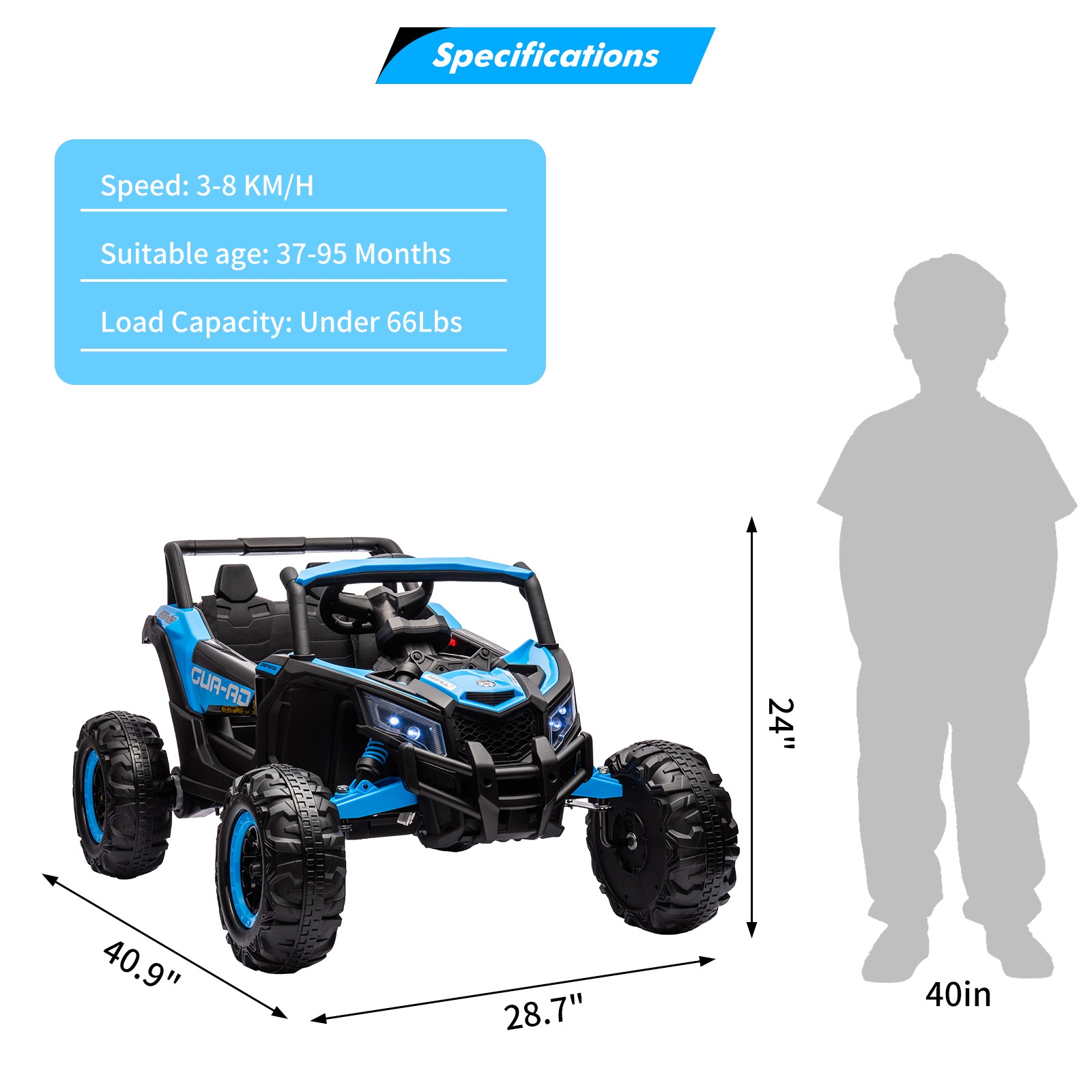 Electric 24V UTV for Kids w/ Remote, LED, EVA Tires, Music, Safe Durable Ride On