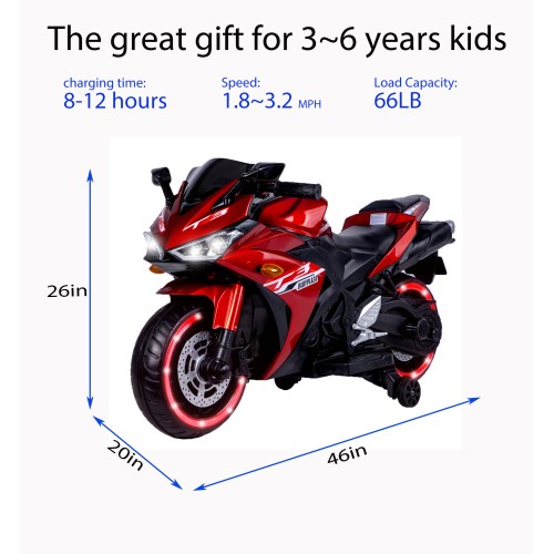 Kids Motorcycle,12V Motorcycle For Kids 3 4 5 6 Years Boys Girls 12v7ah