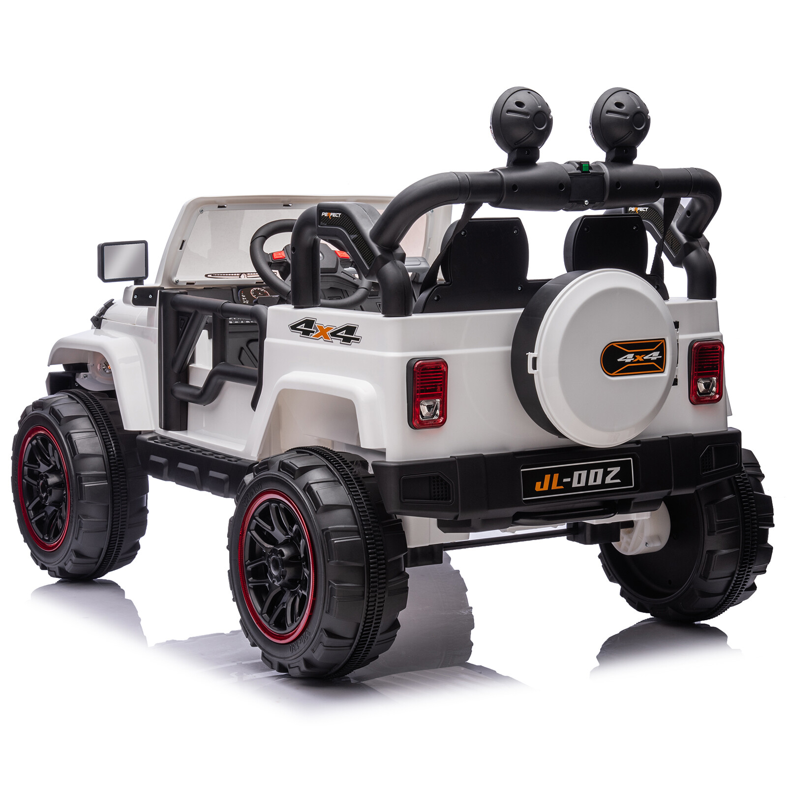 White Two Seater 12V Battery Kids Ride On Car Truck with 3 Speeds,LED,MP3,Remote