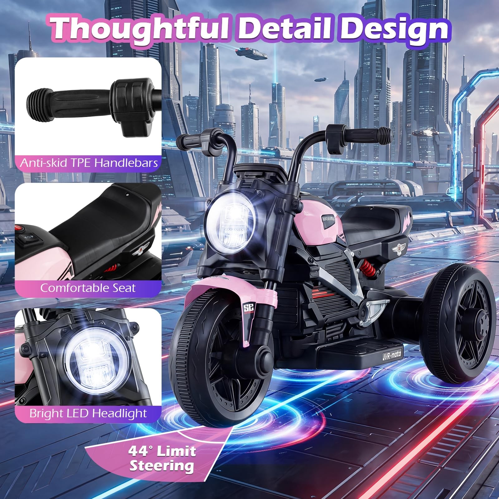 Costzon Toddler Motorcycle 6V Chopper Kids Motorcycle Ride On Toy Led Headlight