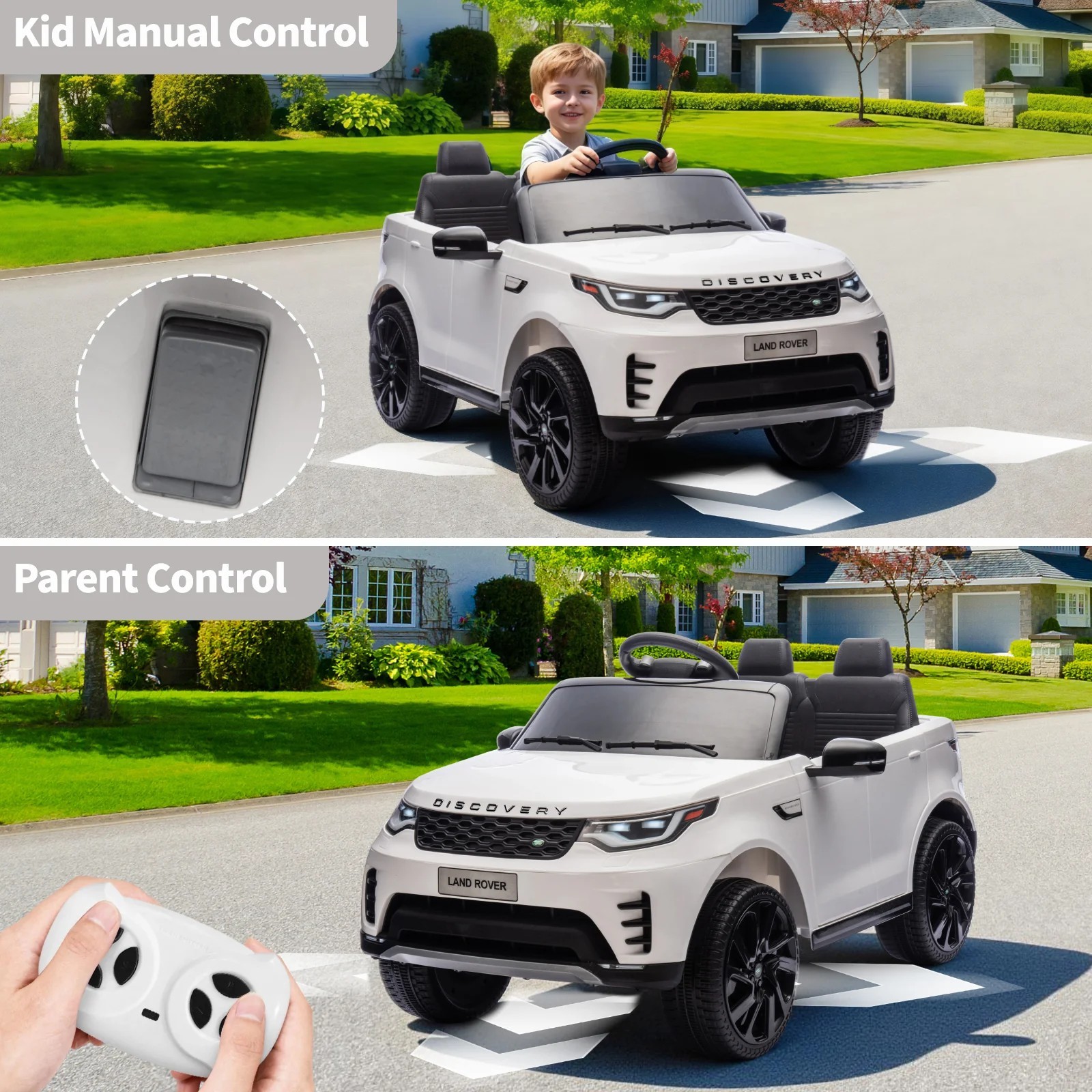 12V Kids Ride On Car Land Rover Style Dual Motors 3 Speed Remote Control White