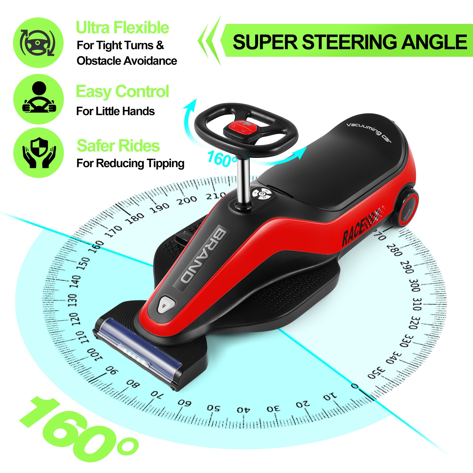 12V Kids Ride On Vacuum Cleaning Car Go Kart w/Detachable Dust Box,Music,2 Speed