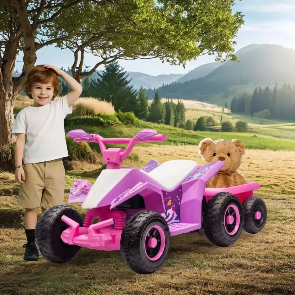 6V Kids Ride on ATV 4 Wheeler Electric Power Wheels Quad Car with Music, Light