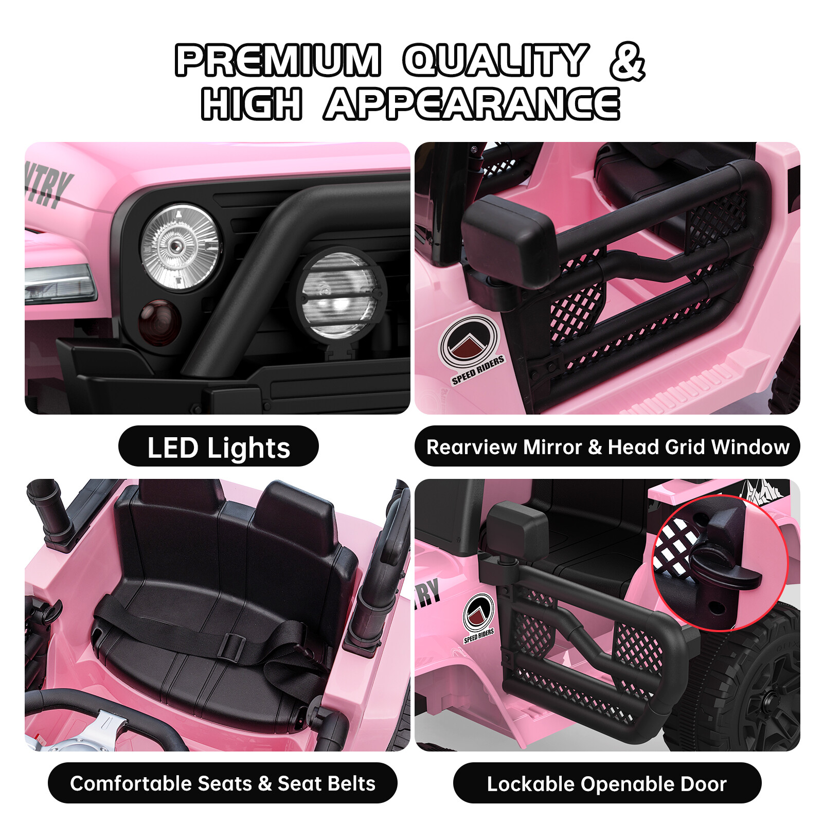 12V Electric Kids Ride On Car Off-Road 4 Wheel Vehicle W/ Remote Control & Led