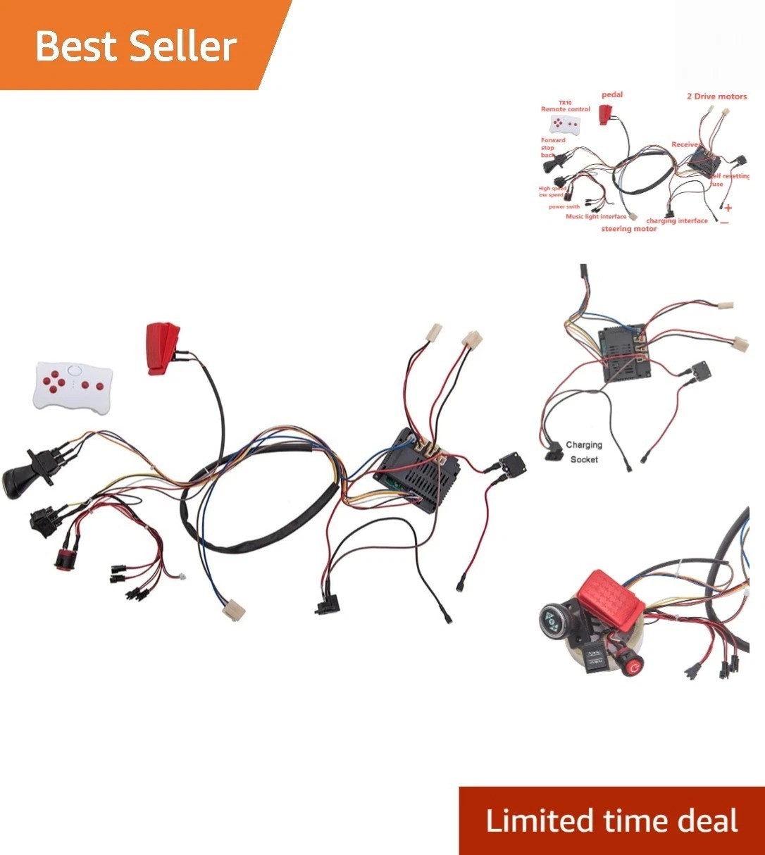 12 Volt Children Electric Car DIY Modified Wires and Switch Kit,with 2.4G Blu…