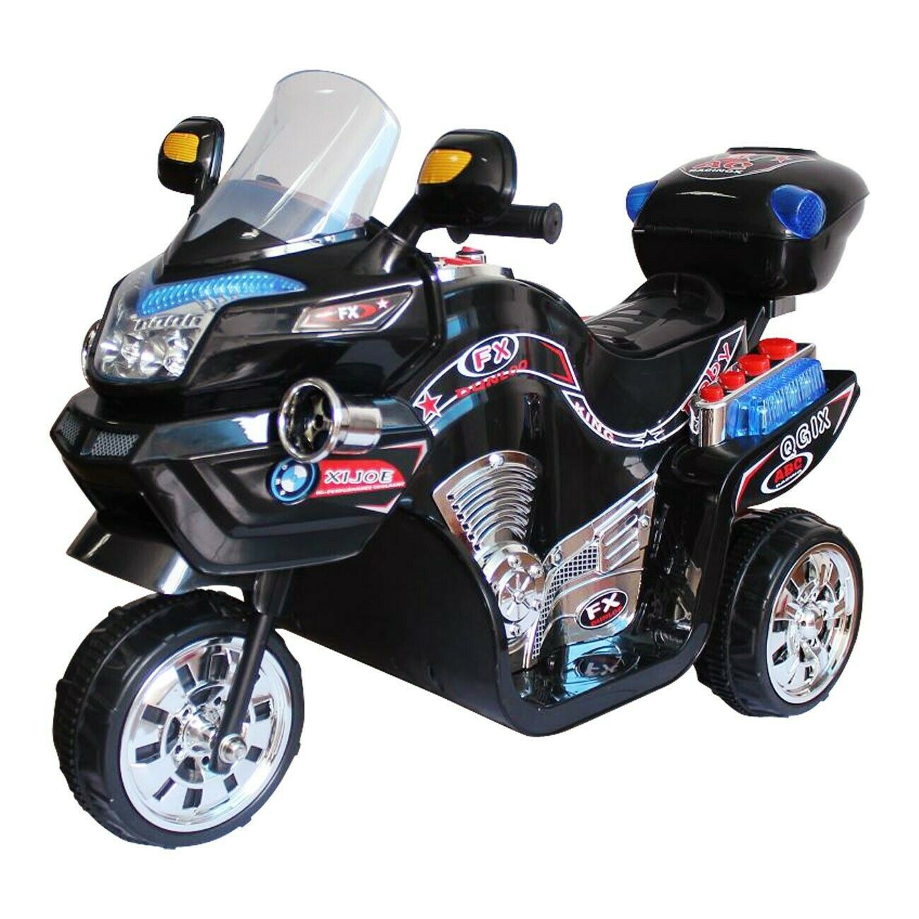 Black Ride on Motorcycle Kids Electric Motorbike Tricycle