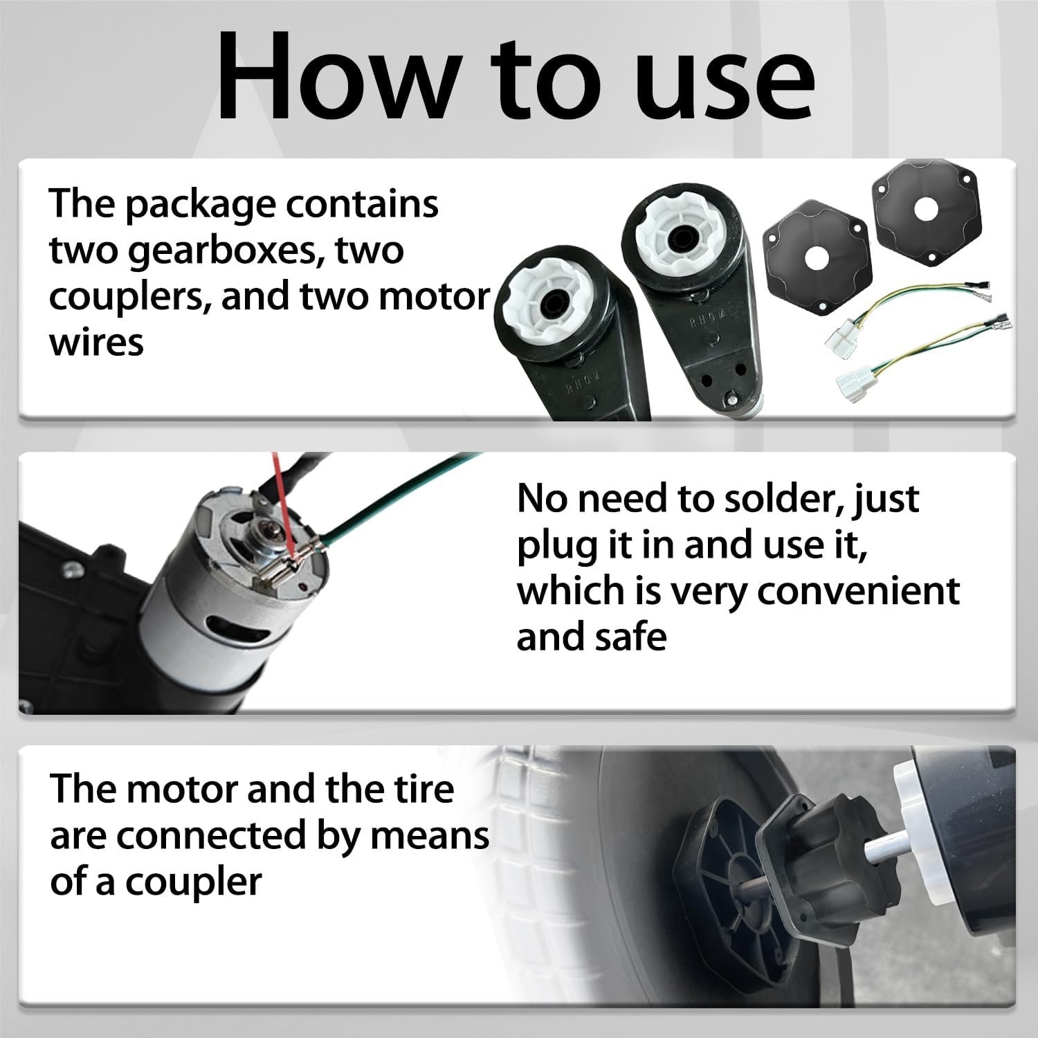 Steel Gears Motor Gearbox for Power Wheels Upgrade