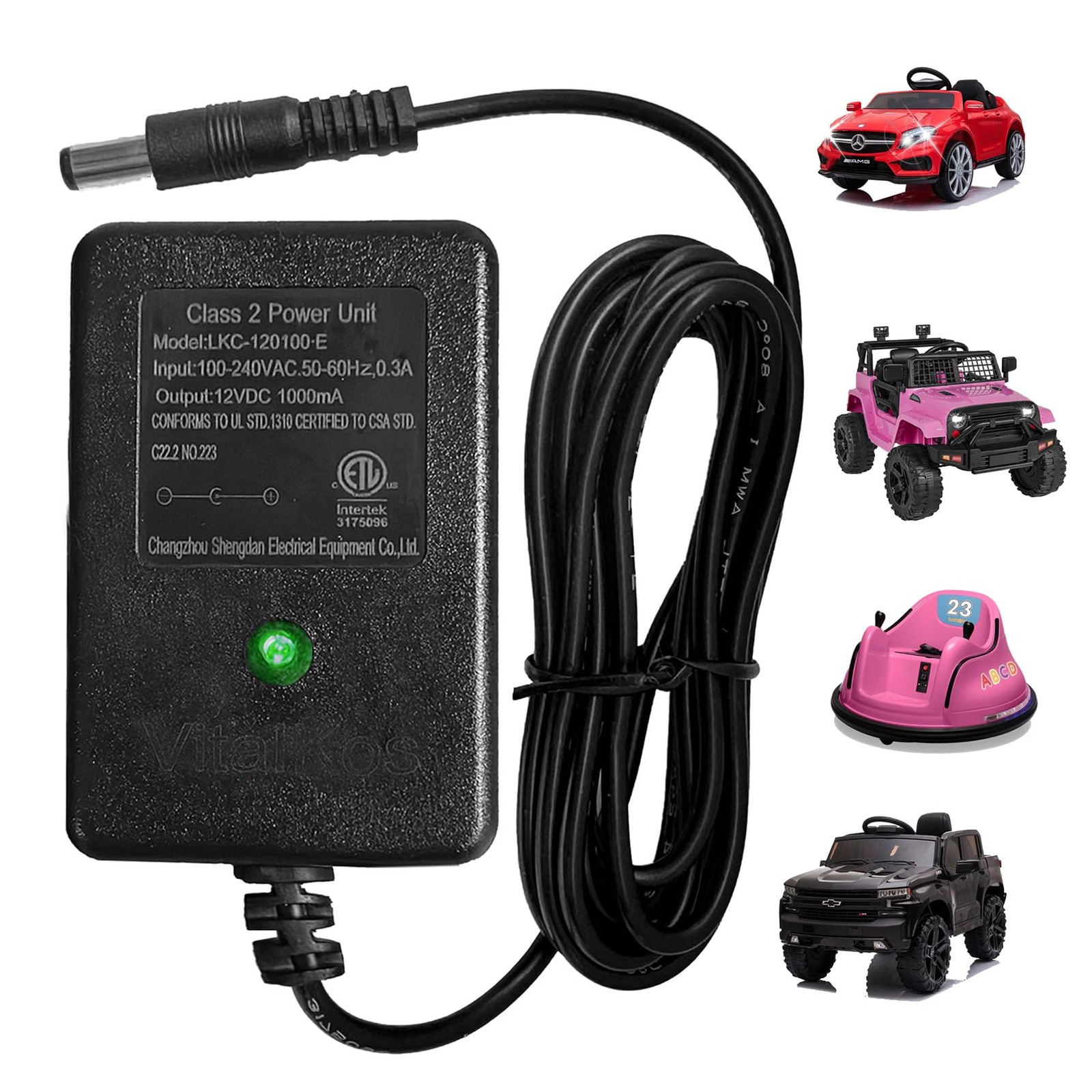 12V Battery Charger for Kids Ride on Toys, Choice Products Wrangler SUV Kid Trax