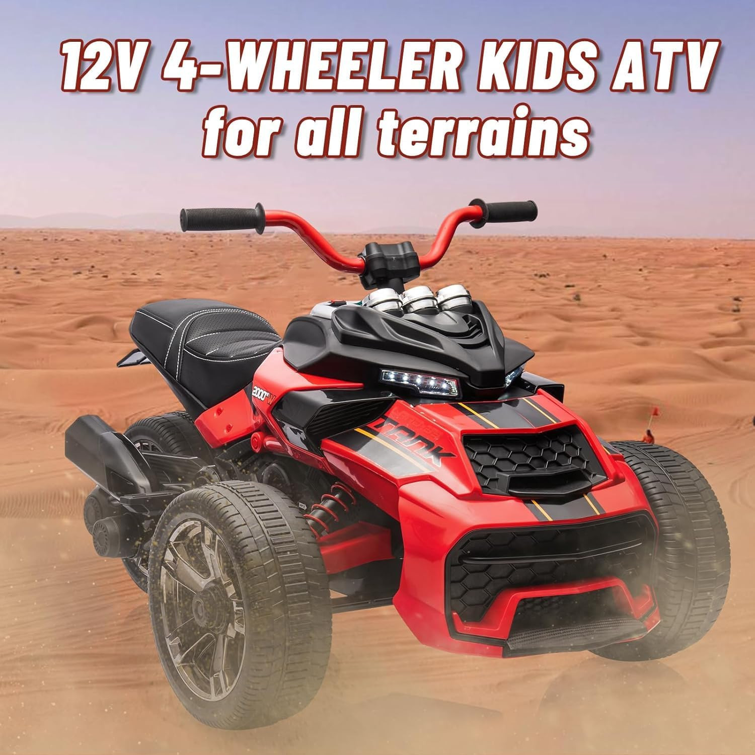 Kids Electric Ride on Truck Car, 7MPH, 2 Speeds, 2X55W Motor, LED Lights, Music,