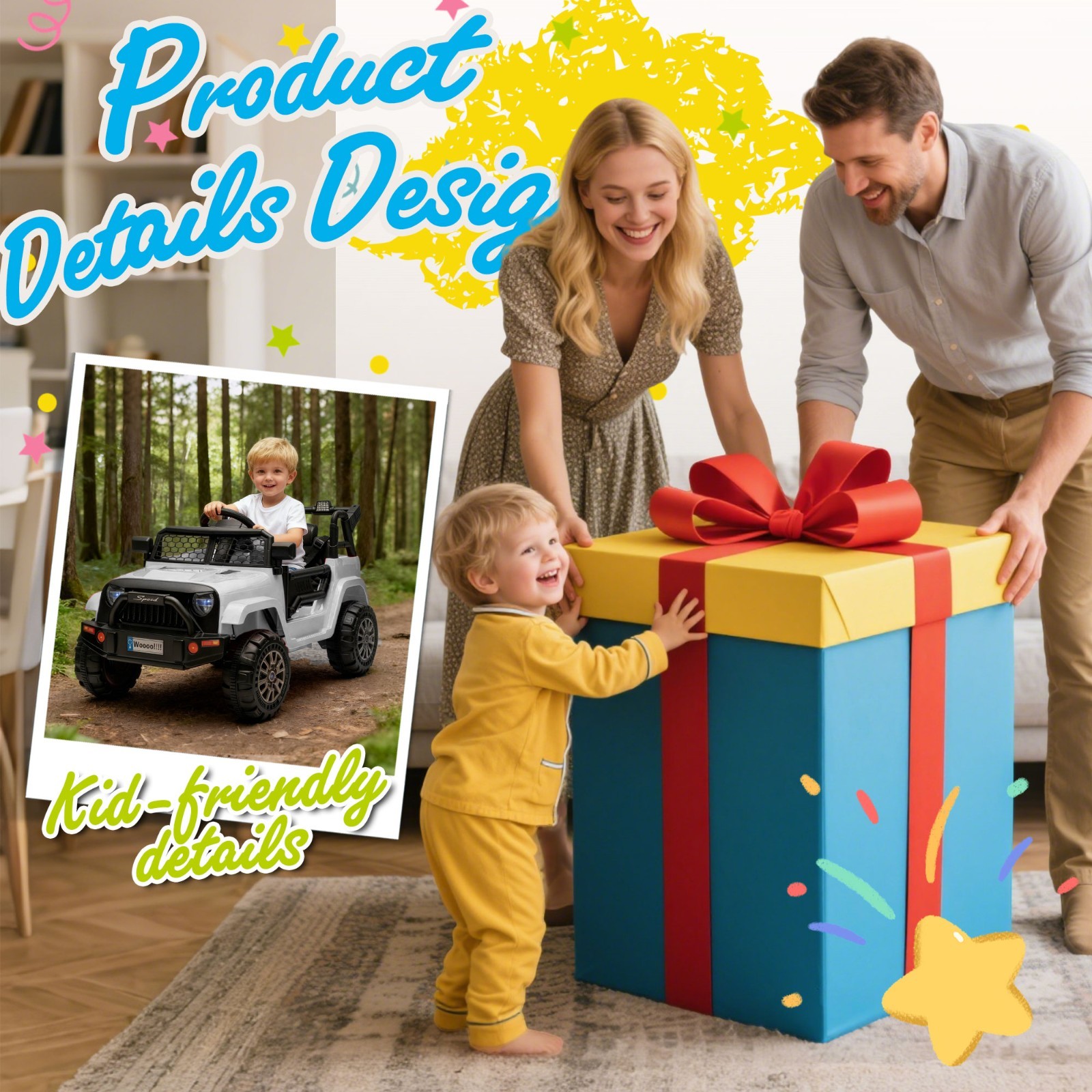 12V Kids Ride On Toys Truck w/Remote,Electric Toddler Ride on Car for Kids,White