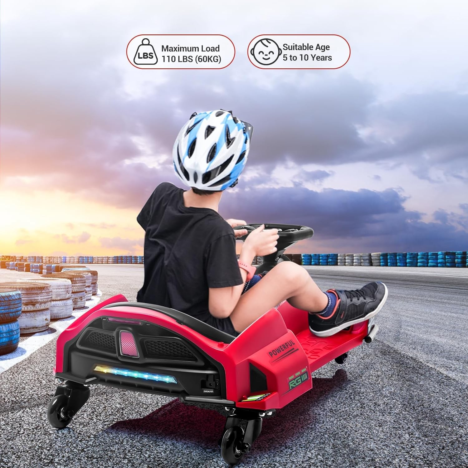 12V Kids Drift Car, Brushless Motor, Adjustable Speed, Anti-Tip Wheels, 8-12 Yrs