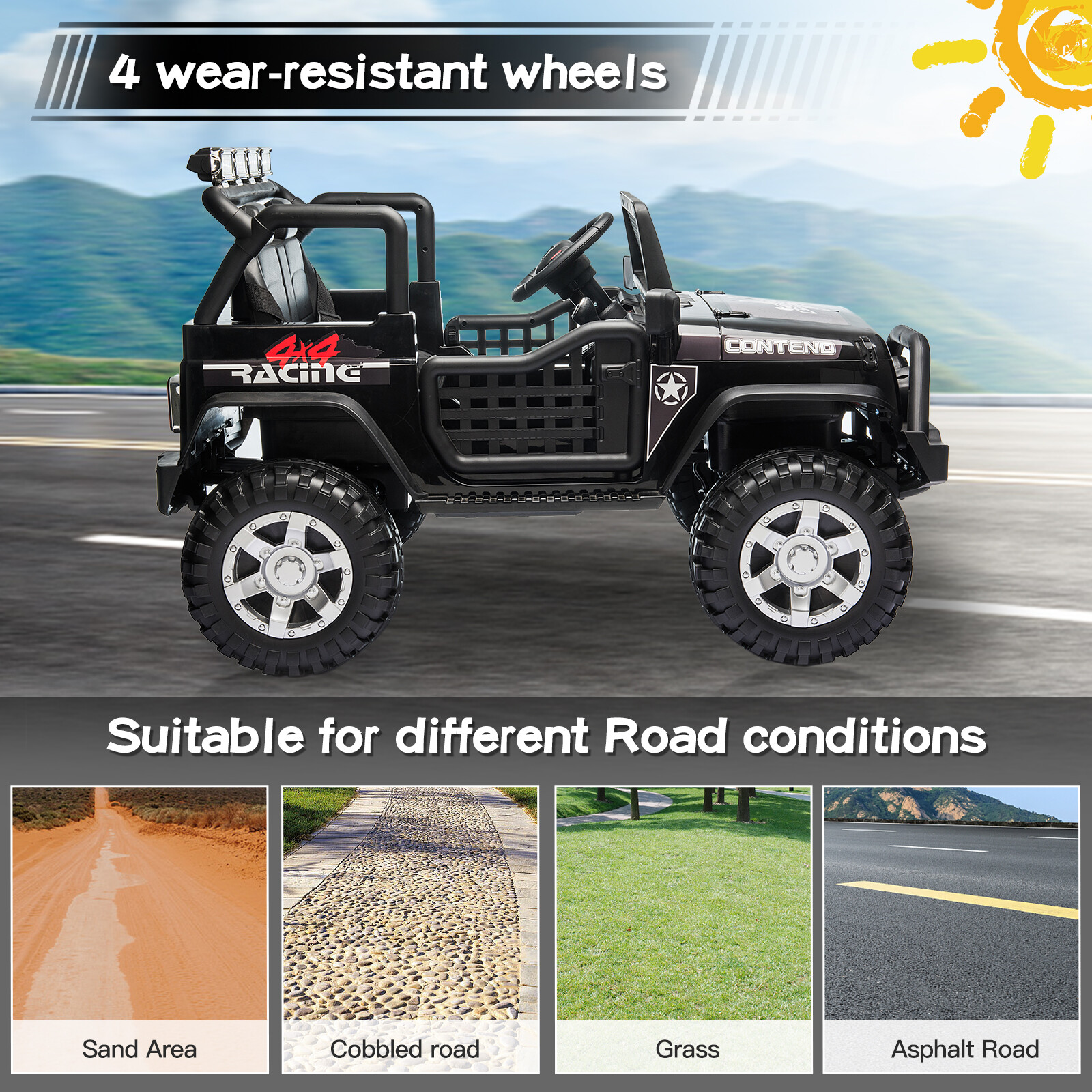 Kids Ride On Truck Jeep Electric 12V Battery Vehicle Truck Toy w/ Remote Control