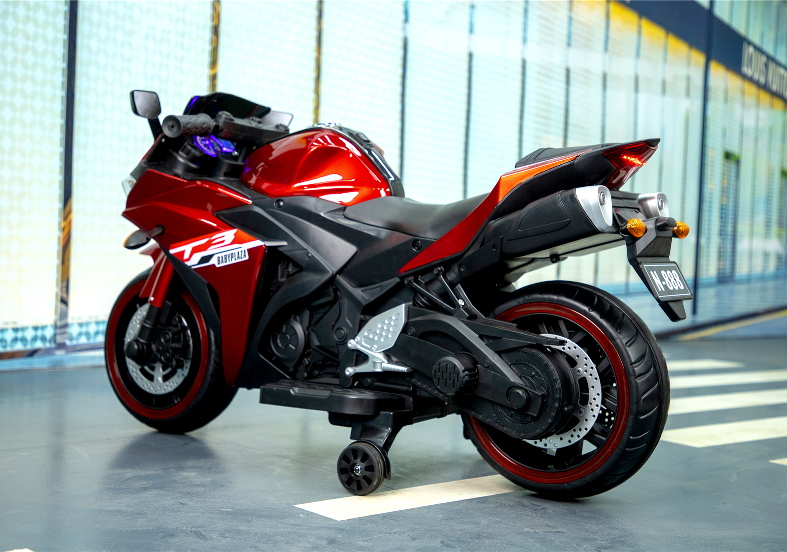 Kids Ride on Dirt Bike 12V Electric Motorcycle for Child w/ Training Wheels LED
