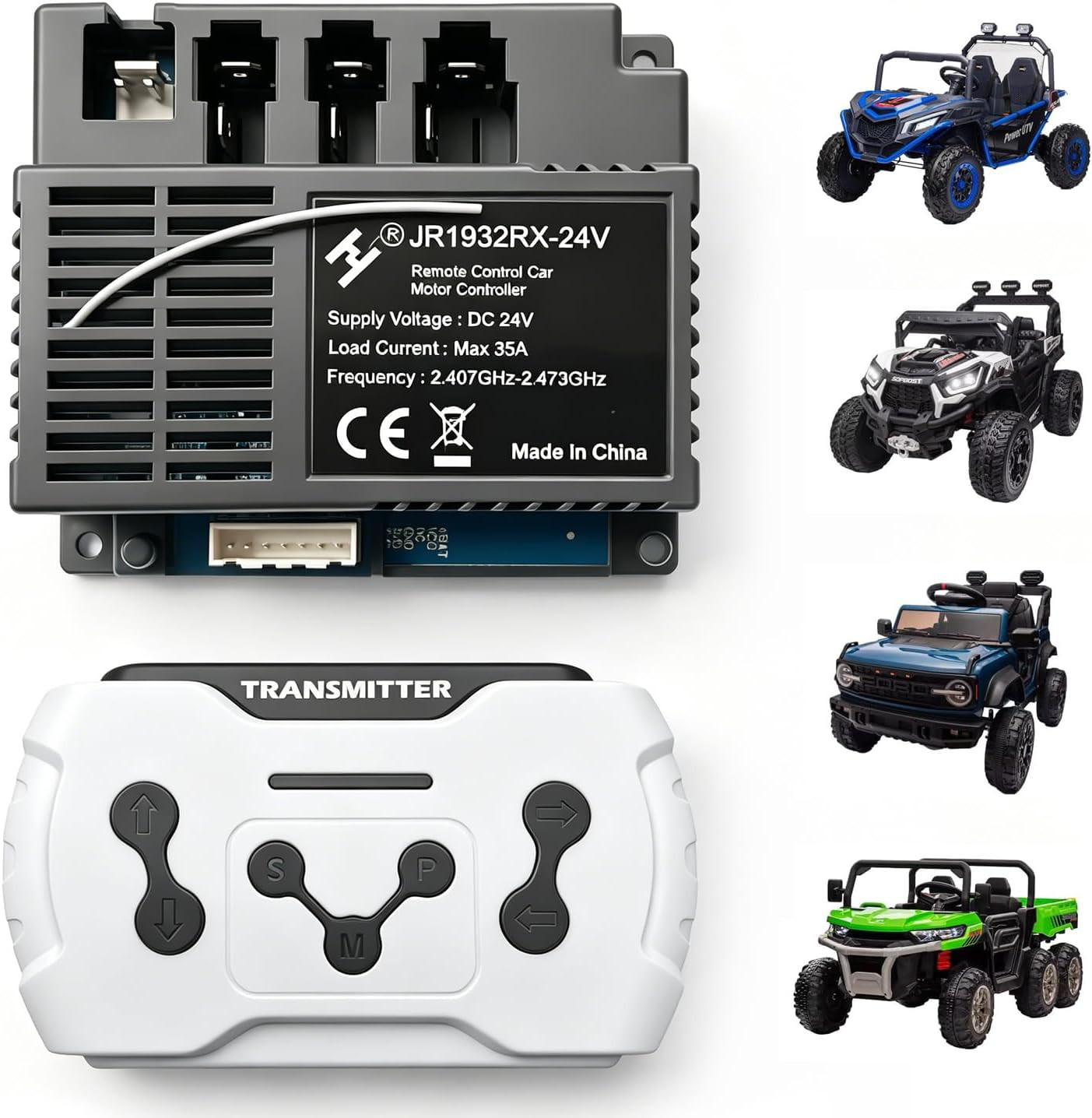 JR1932RX-24V Control Box with Remote Control for Power Wheels,24Volt High Power