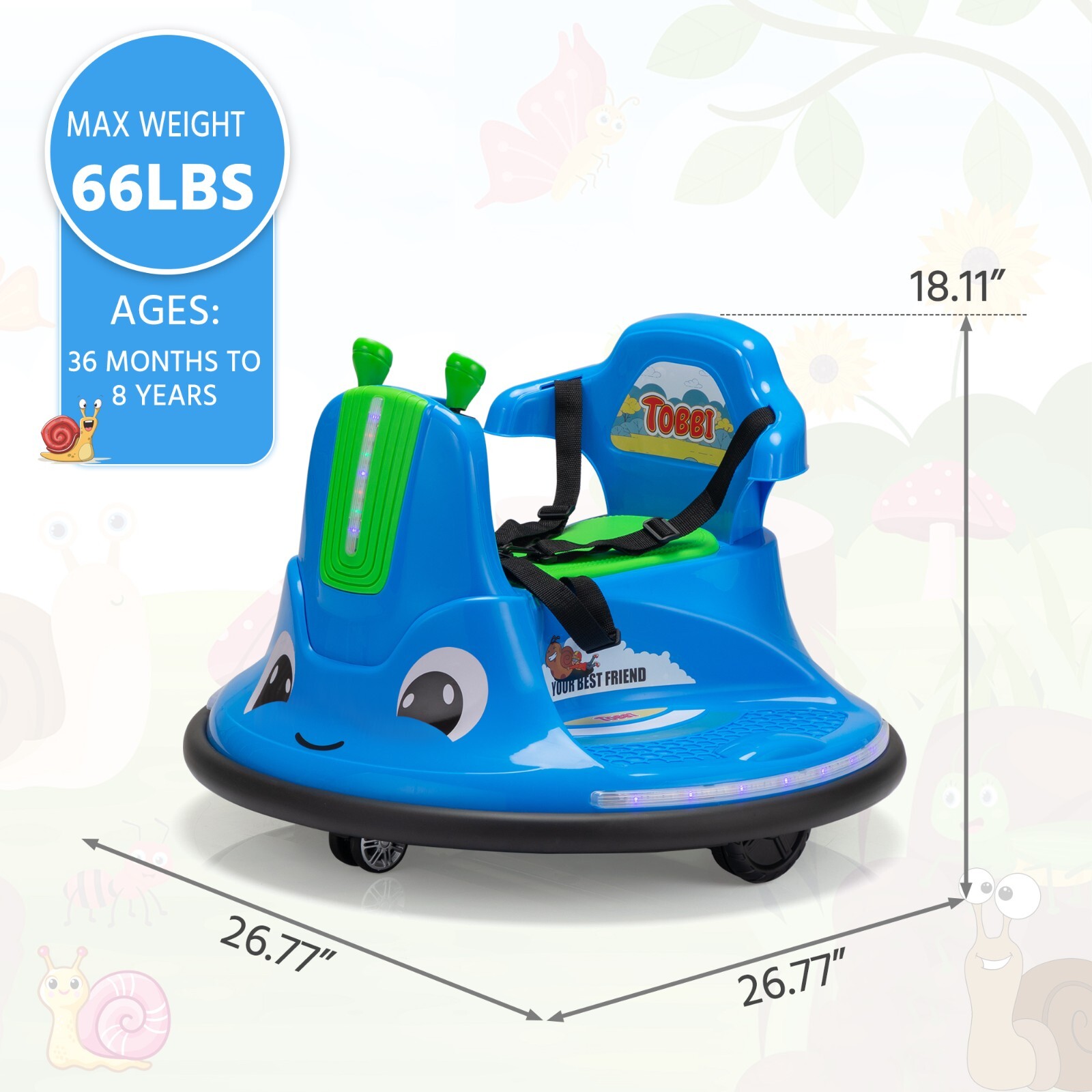 TOBBI 360° Spinning Ride on Bumper Car Electric Vehicle w/Remote Control Spin