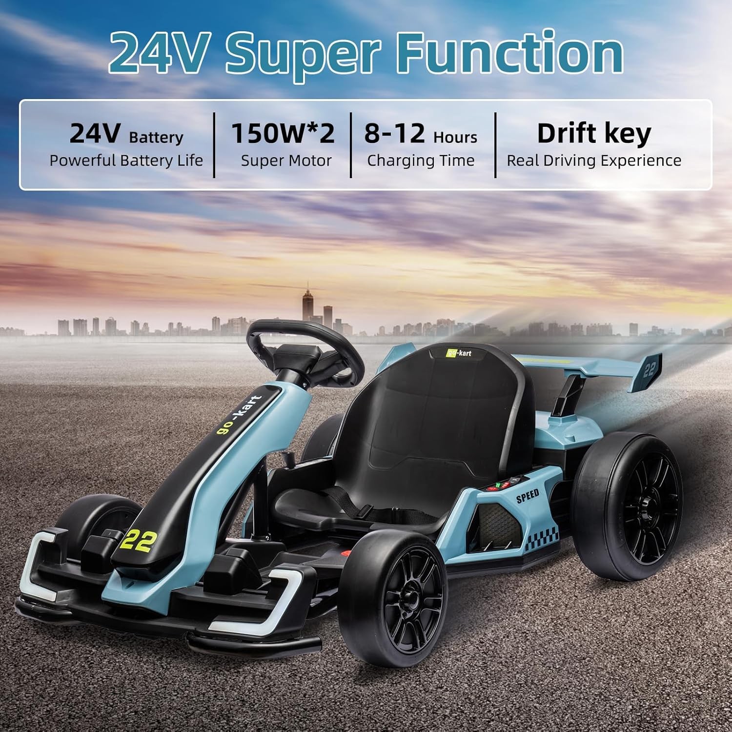 4 Wheel Kids Go Kart Pedal Ride On Car Ages 6-12 110 Lbs Capacity Outdoor Toy
