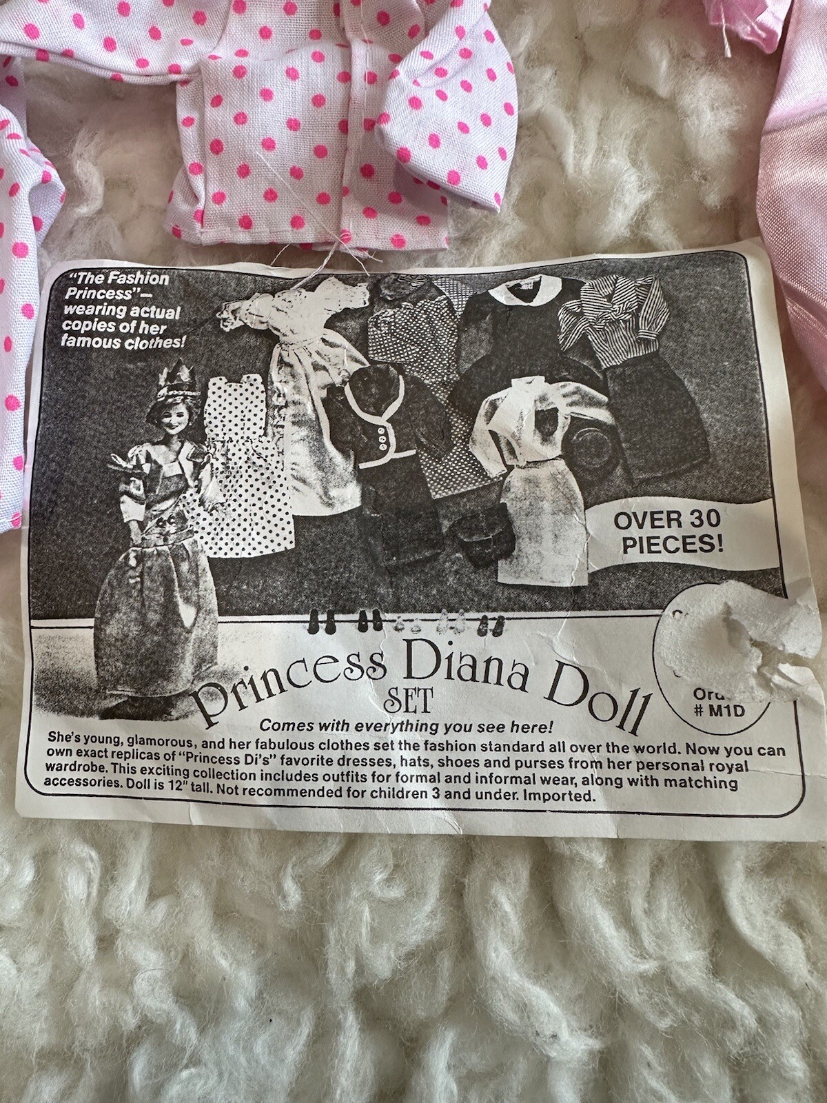 VTG Princess Diana Doll Wardrobe And Doll Set