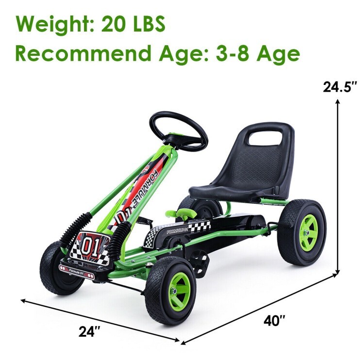 4 Wheels Kids Ride On Pedal Powered Bike Go Kart Racer Car Outdoor Play Toy Gift