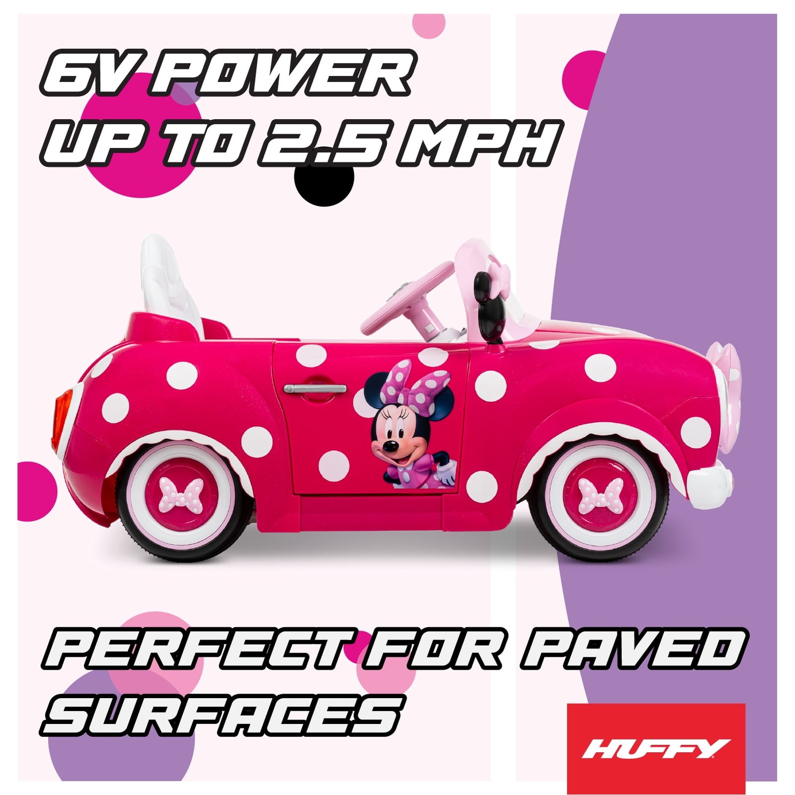 Minnie Mouse Convertible Ride-On Car with Remote Control, Ages 3-7, Kids, Pink 6