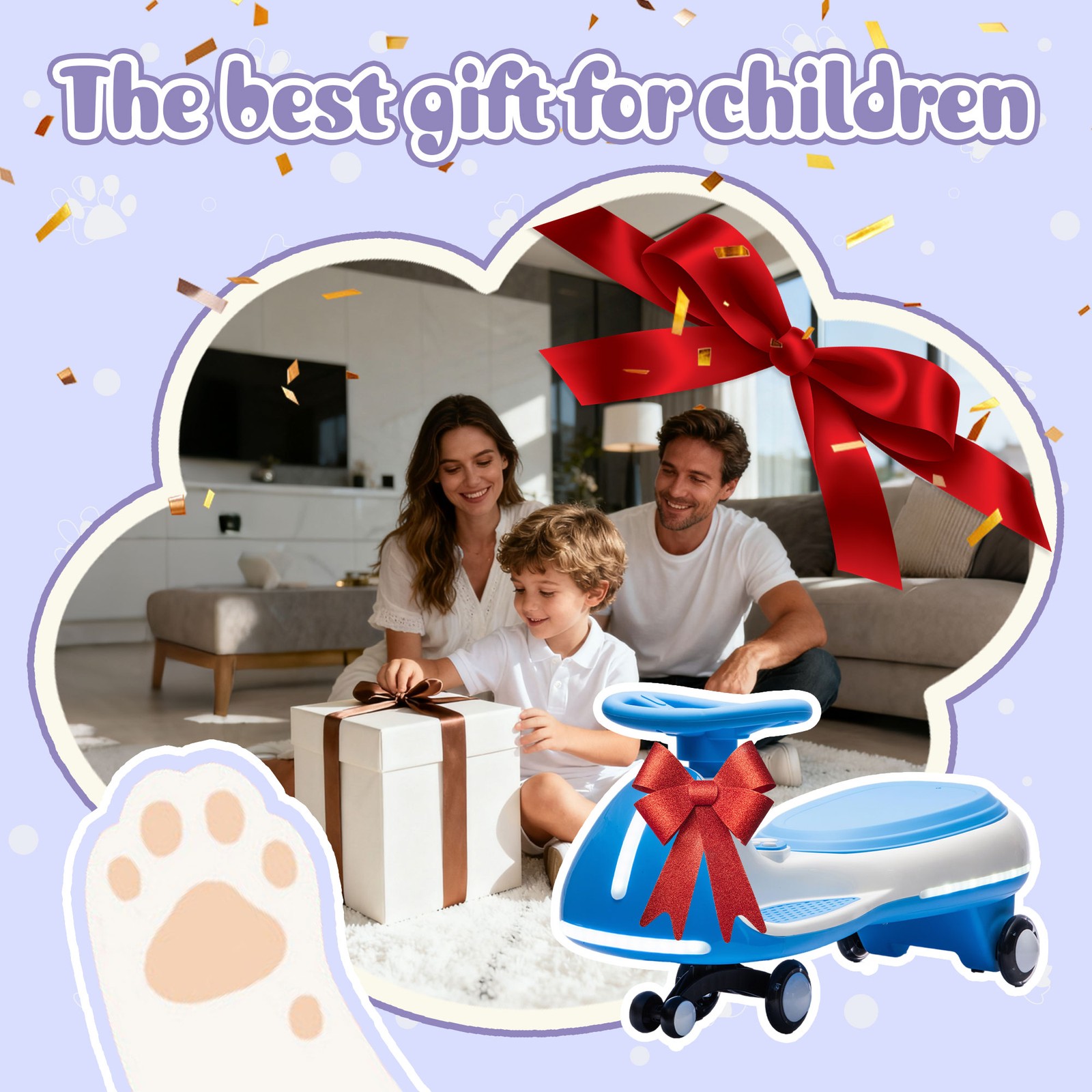 2in1 12V Kids ride on Electric Wiggle Car 5MPH Max Speed Bluetooth Music – Blue