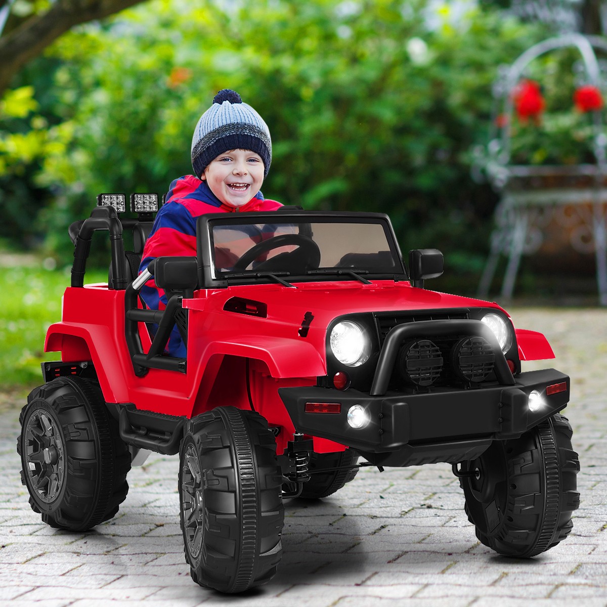 Costway 12V Kids Ride On Truck Car w/ Remote MP3 Music LED Light Red