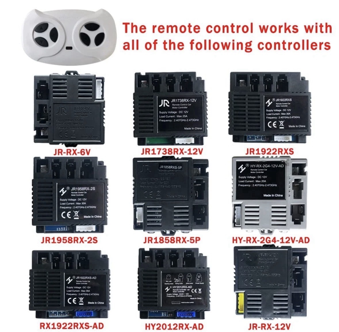JR1602FCC 2.4Ghz Bluetooth Remote Control for Power Wheels,Remote Transmitter